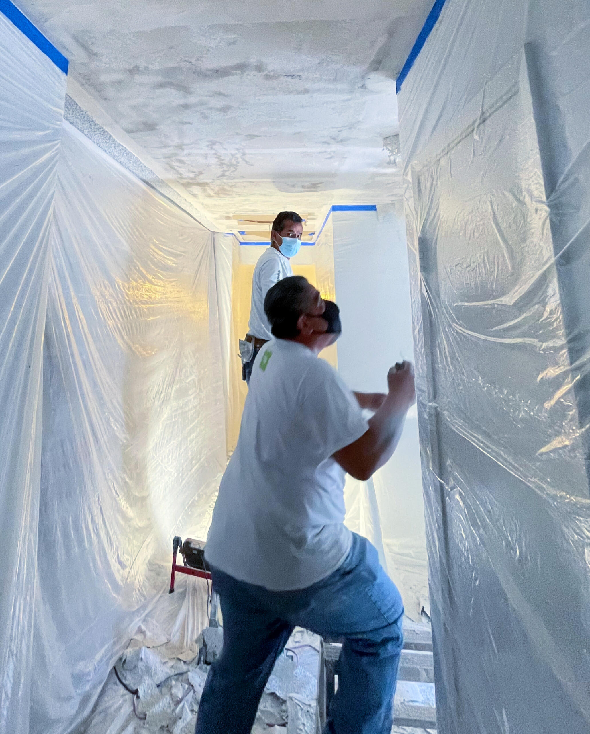 Hanford popcorn ceiling removal in progress